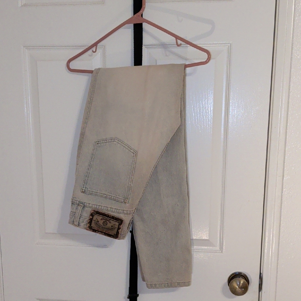 Armani Jeans Light Blue Denim with Beige Leather Patch